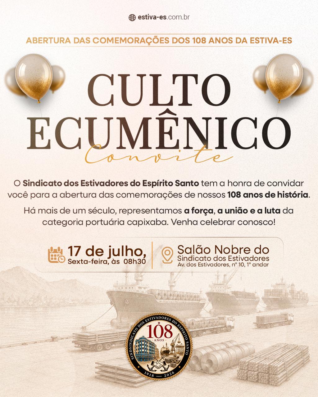 Culto ecumênico - 108 anos do Sindicato dos Estivadores